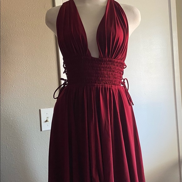 Express Maroon Babydoll Low Cut Dress Size XS - Picture 4 of 6